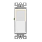 ENERLITES Illuminated Decorator Paddle Light Switch, Single Pole, Push-in and Side Wiring, Copper Wire Only, Grounding Screw, Residential Grade, 15A 120-277V, UL-Listed, 91160-W, White