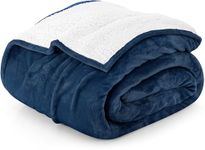 Utopia Bedding Sherpa Blanket King Size [Navy, 90x102 Inch] - 480GSM Thick Warm Plush Fleece Reversible Winter Blanket for Bed, Sofa, Couch, Camping and Travel