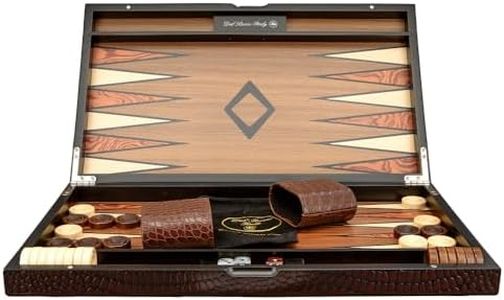 Dal Rossi Italy Backgammon Wooden Crocodile Engraved Design Dark Brown 18 inch Board Game