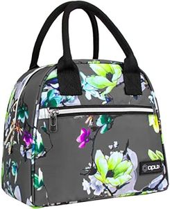 OPUX Insulated Lunch Box for Women | Lunch Bags for Women, Girls, Teens | Cute Floral Reusable Thermal Lunch Tote Purse Cooler for Kids, School, Work, Office, Adult | Fits 12 Cans (Floral Gray)