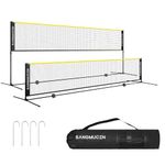 SANGMUCEN 16.5ft Portable Badminton Net Set, for Volleyball, Pickleball, Soccer Tennis, Easy Setup,Black and Yellow TBN005Y