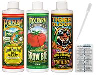 Fox Farm Liquid Nutrient Trio Soil Formula: Big Bloom, Grow Big, Tiger Bloom (Pack of 3 - 16 oz. bottles) 1 Pint Each + Twin Canaries Chart & Pipette