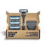 Dollar Shave Club | 6-Blade Travel Shaving Kit | Diamond Grip Club Series Razor Handle, 6-Blade Cartridges and Cover, Blue (pack of 1)