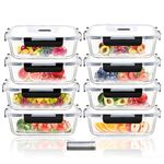 Hcrvvi Food Containers with Lids Set - Meal Prep Containers 8Pcs, with Upgraded Snap Locking Lids, Air Tight Lock Food Container, BPA Free, Meal Prep Containers Reusable, Food Storage Containers 640ml