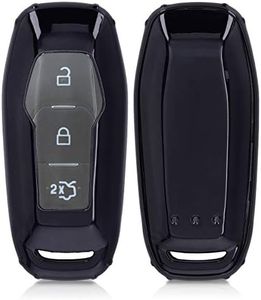 kwmobile Accessoire Clé de Voiture Compatible avec MyKey Ford 3-Bouton (Key Free) - Coque de Protection en Silicone - Noir Haute Brillance