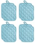 American Linen 8 Piece Pot Holder Set for Kitchen - Heat Resistant Hot Pad Trivet (Aqua)