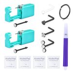 QWALIT Nose Piercing Kit Nose Ring Piercing Kit Self Nose Piercing Kit at Home Nose Piercing Kit with Nose Rings Disposable Nose Piercing Gun Kit Black