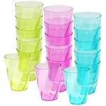 BELLE VOUS 18 Pack Plastic Coloured Cups - 400ml/13.5oz Reusable Drinking Tumblers in 3 Colours - Hard Plastic Drinkware Set for Parties, Camping, BBQs, Picnics & Beach - Dishwasher Safe & BPA Free