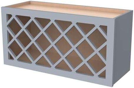 CozyHommie Solid Wood RTA Wine Bottle Rack Wall Cabinet with Lattice Panels Wine Holder Wine Storage Cabinet for Bar, Pantry, Wine Cellar Basement Countertop Mocha (Gray, 36”W × 12”D × 18”H)