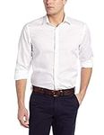 Perry Ellis Men's Long Sleeve Twill NonIron Medium Spread Collar Shirt, Bright White-43hw5029, Medium