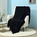 CREVENT Farmhouse Couch Sofa Throw Blanket for Bedroom Living Room Decoration, Soft Warm Cozy Light Weight for Spring Summer Fall (50''X60'' Black)