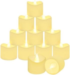 CNMTCCO Candele a LED, 24Pcs Candele a LED Senza Fiamma, Lumini LED, Luce Calda Senza Fiamme con Batterie per Decorazione di Casa,Matrimoni Partito, Halloween, Natale (bianco caldo, 3.7 x 3 CM)