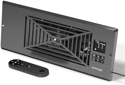 TURBRO Register Booster Fan, Fits 4” x 12” Register Holes, Enhances HVAC Airflow, 4-way Vent Grille, 10-speed Fan, Intelligent LCD Controller, Thermal Probe, Thermostat Control, Remote Control, Grey