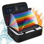 TOMKID Fireproof Box With Accordion File Folder Document Organizer, 13 Pockets Important File Organizer Document Safe Storage Bag, Portable Document Box For Passport, Files, Certificates