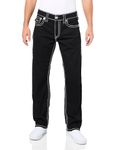 True Religion Men's Ricky Super T Flap 1/2", Black Rinse, 38