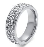 3 Row Cz Eternity Ring Silver Ring CZ Engagement Wedding Band Stackable Ring Size 5