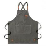 EWIZ Cotton Canvas Apron Adjustable Cross-Back straps with Three Pockets Chef, Artist, Baker, Barista, Bartender, BBQ Aprons for Men and Women