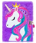 Unicorn Diary for Girls with Lock and Keys, Unicorn Journal, Magic Unicorn Notebook for Kids and Adults, Plush Secret Diary Lined Notebook 160 Pages for Writing and Drawing, Unicorn Gifts For Girls