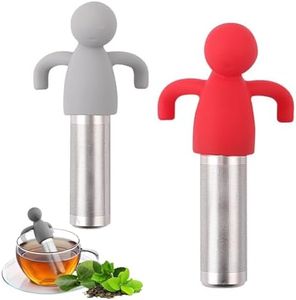 2LB Depot Loose Leaf Tea Infuser Steeper - Stainless Steel, Fine Mesh Basket - Reusable, Easy to Use and Clean - Used for loose tea or Herbal Tea, Gift for Tea Lovers Supplies - Set of 2 - Red & Grey