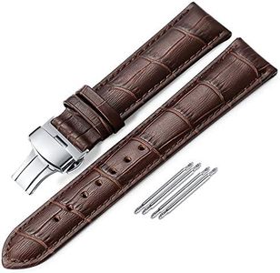 iStrap 20mm Croco Calf Leather Replacement Watch Band Strap w/Push Button Deployment Clasp Brown