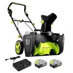 DEKOPRO 20-Inch Cordless Snow Blower, 40V Snow Blower, 25ft Throw, Adjustable Chute, LED Light, Electric Snow Thrower for Driveways & Paths