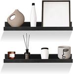 GEEZY Set of 2 Floating Wall Shelves Picture Ledge Display Racks Book Hanging Shelf (Black, 45 x 10 x 5 cm)