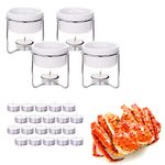 Luvan 4 Pieces Ceramic Butter Warmers with 20 Pieces Tealight Candles Set for Seafood, Fondue - Dishwasher Safe, Microwave Safe, Oven Safe