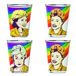 Silver Buffalo Golden Girls Rainbow Grid 4-Pack Mini Glass Set, 1.5 Ounces, Multicolor (GOL64064)