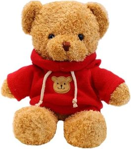 CHELEI2019 11.8" Teddy Bear Stuffed Animal Cute Teddy Bear with Hoodie Plush Toy for Kids,Red