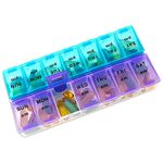 Weekly Pill Organizer - 7 Day AM/PM Twice a Day | Pills Planner Case with Large Compartment | BPA Free Travel Medicine Box for Medication, Vitamins & Fish Oil Supplements