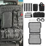 MAIKER Rigid Molle Panels for Vehicles Truck Mount Rack Tactical Seat Back Organizer Versatile Panel with 3 Storage Bag & 5 Hook and Loop Fasteners & 2 Elastic Rope for Storage Gears Accessories