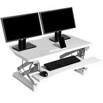 Seville Classics Monitor Riser Keyboard Tray & Phone/Tablet Holder, Steel MDF Wood Metal Plastic, White, 90 cm x 59 cm