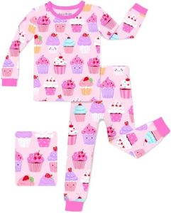 babee Reshinee Bamboo Viscose Toddler Girls Kids Pajamas Sweet Cupcakes Pjs Long Sleeve Snug fit 2-3T 2pcs Soft Jammies