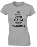 Hippowarehouse I Can't Keep Calm I'm Going to be a Grandma Womens Fitted Short Sleeve t-Shirt (Specific Size Guide in Description) Grey