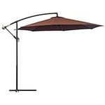 Outsunny Φ10' Deluxe Patio Umbrella Outdoor Market Parasol Banana Hanging Offset Sunshade Crank Cross Base Coffee