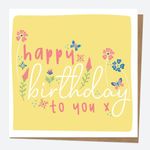 Dotty about Paper Birthday Card for her - Ditsy Bright Blooms - Typography Premium Greetings Card. Beautiful Design, Unisex, Neutral, Simple, Bright. Envelope Included (3546)