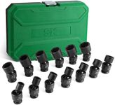 SK 1/2" Drive Universal Swivel Impact Socket Set, SAE Socket Set, 13-Piece, Premium CR-MO Steel, SureGrip 6 Point Design, with Storage Case