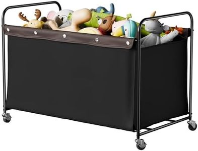 StorageWorks Toy Chest Storage with Wheels, Extra Large Kids Toy Box, Toy Storage Organizer, Metal Toybox for Bedroom, Living Room Area, Kids Room, 200L, Black
