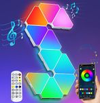 Triangle Light Panels, RGB Gaming Lights for Gaming Setup, DIY Triangle LED Wall Lights with 6 Connection Ports, APP and Remote Controlled, Music Sync for Gaming Room Bedroom Streaming, 10 Pack