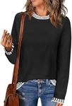 Zeagoo Womens Crewneck Pullover Sweater Long Sleeve Knit Side Slit 2024 Fall Winter Sweater Tops Black