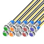 Gebildet 10Pcs 6mm 1/4" 230V AC LED Metal Indicator Light Waterproof Signal Lamp (Green Orange Red Blue White 10 Pcs)