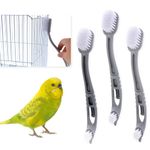 3 Pack Bird Cage Cleaner with Two Brush Heads Long Handle Tool for Bird Parrot Cages Bird Perches Nests