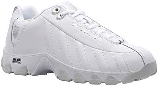 K-Swiss Men's ST329 Leather Sneaker, White/Black/Silver/Gel, 8 M