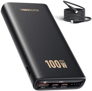 VEEKTOMX 100W Laptop Power Bank, 20000mAh Fast Charging MacBook Portable Charger Extra 100W (5ft) USB C to C Charging Cable with PD 3.0 & QC 3.0 Compatible with iPhone/Samsung/Steam Deck/Tablet/DJI