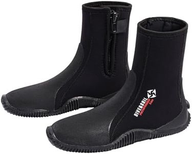 Skyone Neoprene Dive Boots Men Women, Surf Booties Scuba Diving Boots 5MM, Wetsuit Booties Scuba Shoes with Anti-Slip Premium Rubber Sole for Sailing Snorkeling Boating (Black, Mens 7 / Womens 8)