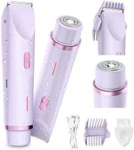 QuokkaChic Electric Lady Shaver, 2-in-1 Rechargeable, IPX7 Waterproof, Wet & Dry, Double Head,for Bikini Underarms Legs Arms Body Face (Purple)
