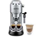 DeLonghi EC685.M |Dedica Style| Pump Espresso Coffee Machine | Espresso, Cappuccino, Latte & More Recipe Options | 15 Bar Pressure | 1350 W | Free Demo & Installation (Metal)