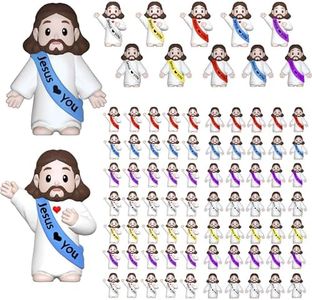 VINETEN 50 Pcs Little Jesus Figures – Multicolor “Jesus Loves You”Baby Jesus Figure Mini for Easter Egg Stuffers, Christmas Party Favors, Religious Celebrations (Lively Colors)