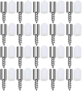 eMagTech 20PCS Shelf Support Pegs with White Non-Slip Cover One-Piece Shelf Pins Furniture Shelves Bracket Nickel-Plated Self-Tapping Screws for Cabinet Cupboard