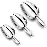 HaWare Ice Scoop, Stainless Steel Food Sweet Flour Scoop with 5/8/12 Ounce, Small Medium Large Metal Pet Food Scoop for Kitchen/Bar/Garden, Heavy Duty, Mirror Finished & Dishwasher Safe- 3 Pcs